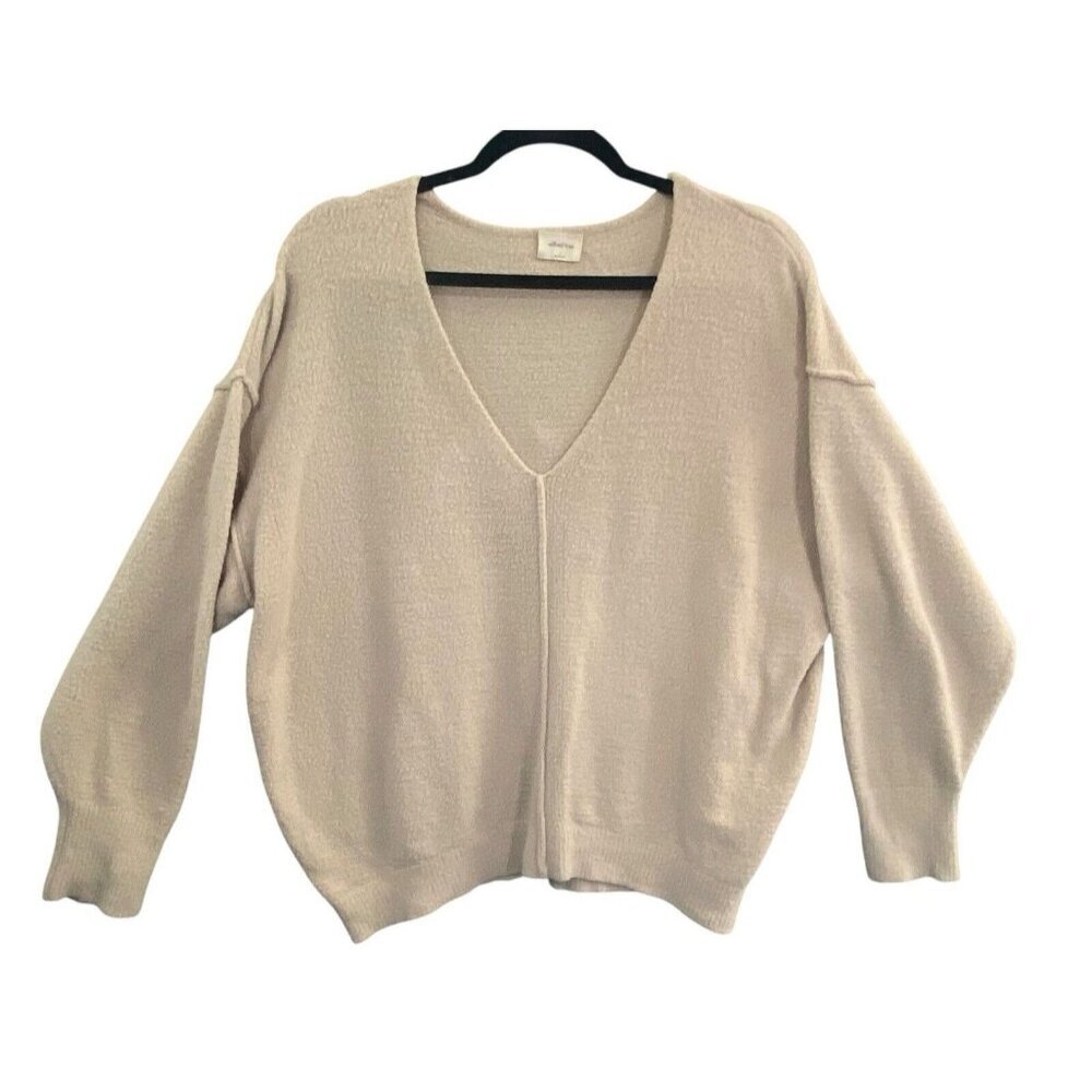 WILFRED FREE Women Hush Knit Pullover V Neck Long Sleeve Sweater Sz S Blush